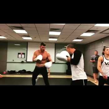 Mike Bisping Hitting Mitts in China for Kelvin Gastelum Match
